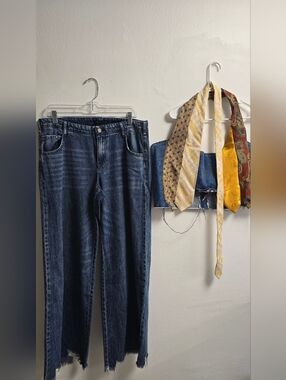 Wide Leg Jeans Sincerely Jules Size 29 Custom Tie Denim Detail